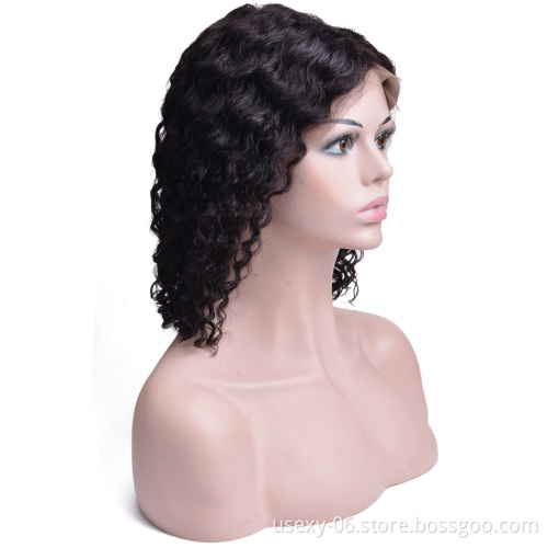 Hot Hair Products Cuticle Aligned Natural Color Raw Human Hair Black Bob Lace Front Wig